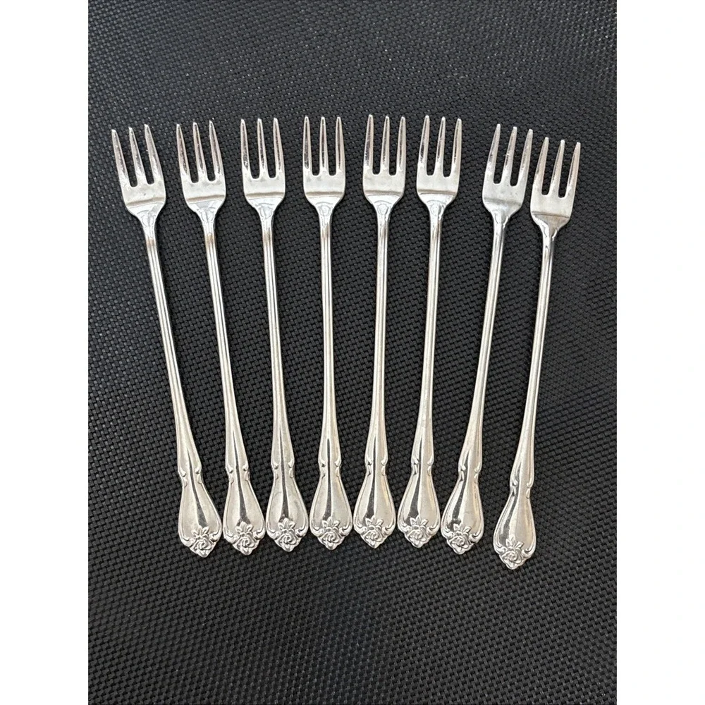 Oneida ARBOR ROSE Stainless True Rose Flatware - 8 Cocktail forks
